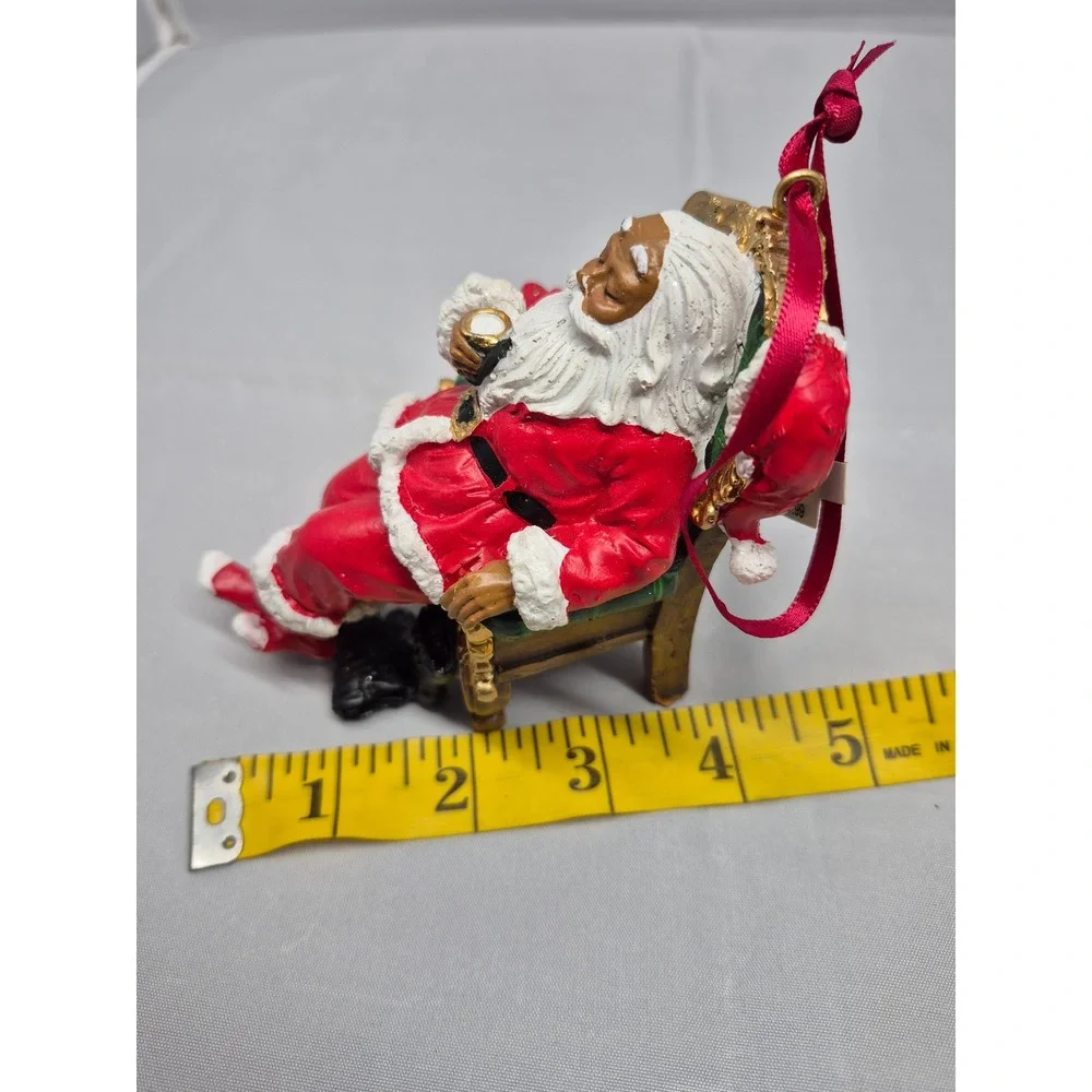 CBOCS Santa Ornament African American Reclining Chair Christmas‎ Decor set of 6